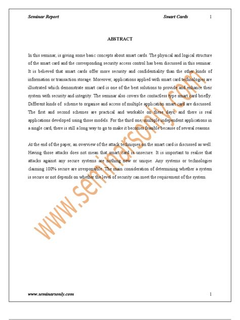 seminar report on smart card pdf|Smart Cards: A Seminar Report On .